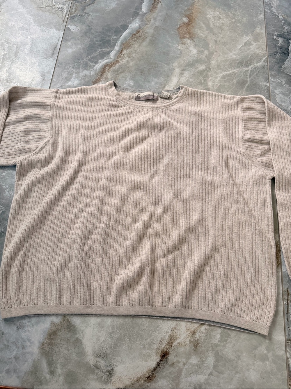 VTG FieldMaster Men's Ribbed Crewneck Sweater in Light Beige